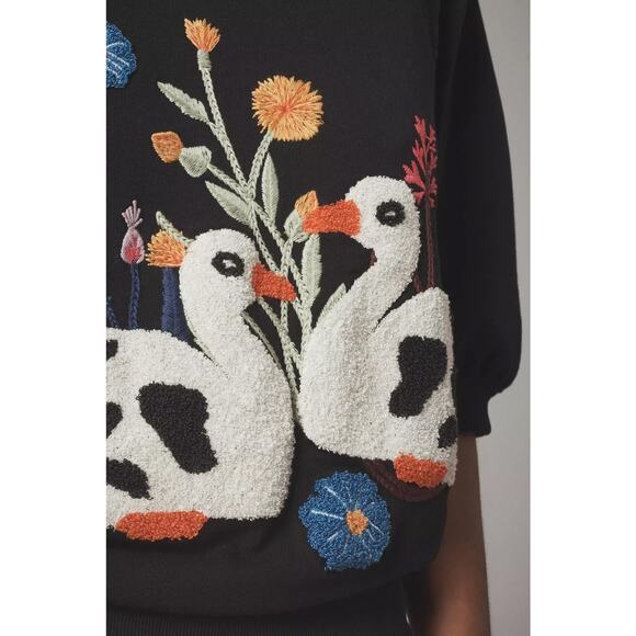 nwt ANTHROPOLOGIE MAEVE sz M Tufted Duck Sweatshirt - Picture 2 of 5